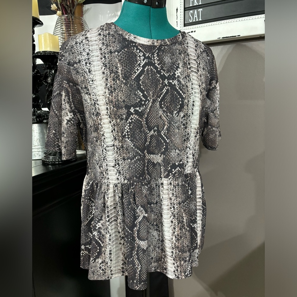 Zara snake print lightweight babydoll tee